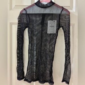 Zara Sheer Black Long Sleeve Mesh Top